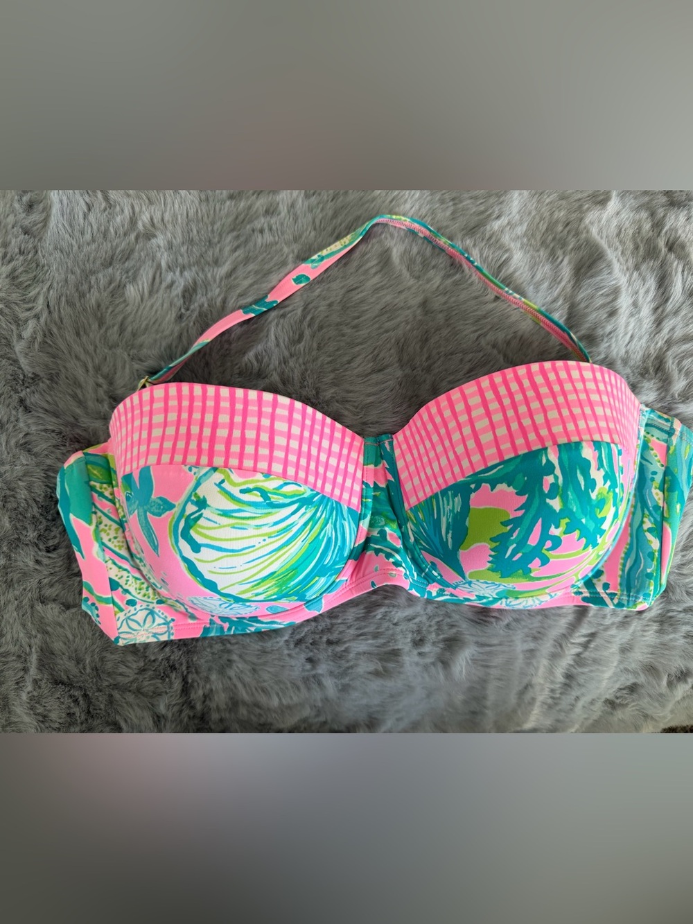 Lilly Pulitzer bikini top and bottom size 14 pink green hip nautic swimsuit - Picture 7 of 13